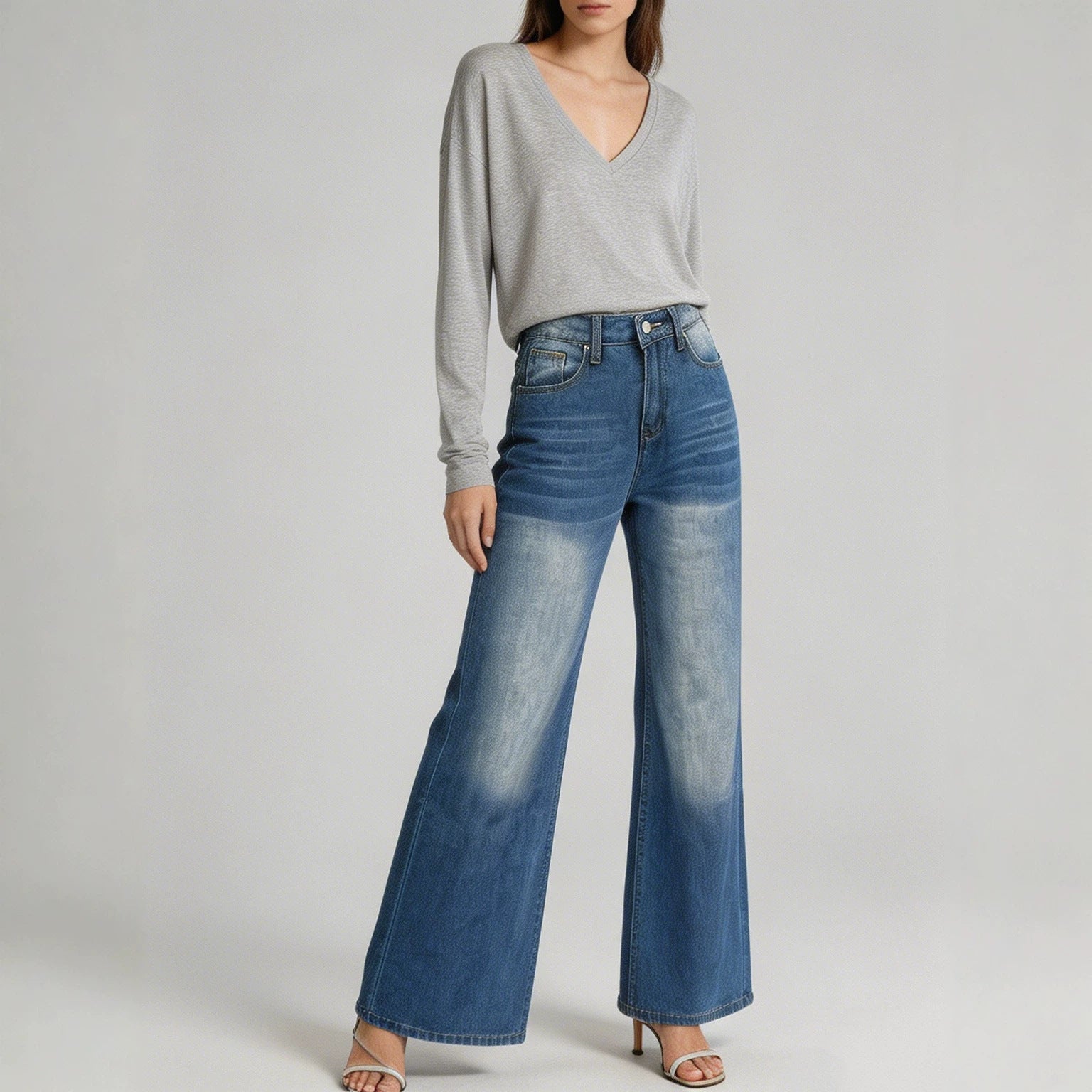 Washed Straight All Matching Slimming Draping Office Women