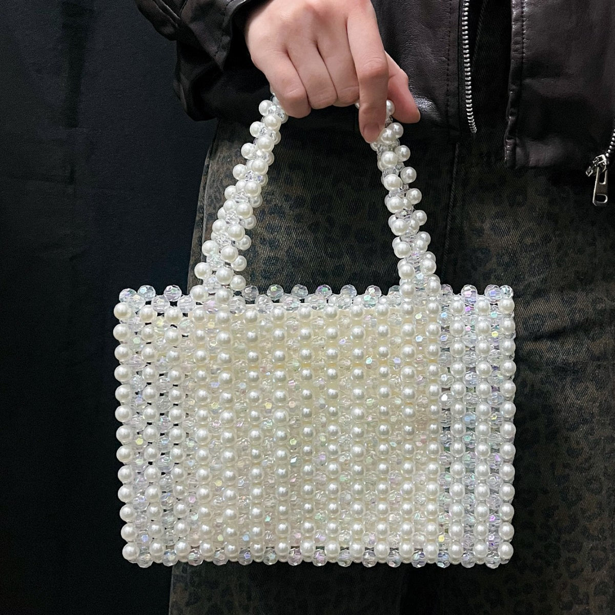 Women's Imitation Pearl Beaded Handbag