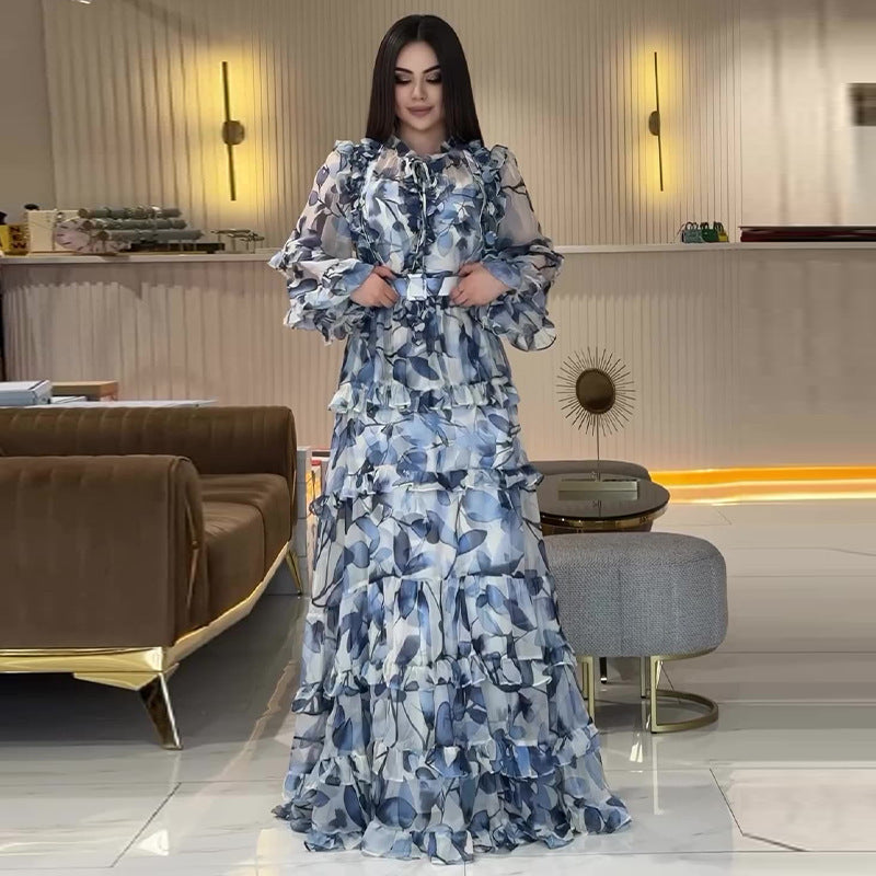 Printing Elegant Slim Maxi Dress