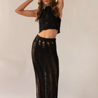 Women's Wear Personalized Set Western Sexy Cutout See Through Vest Half Skirt Two Piece Set Women