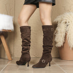Women's Suede Pointed-Toe Knee-High Boots