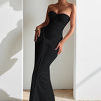 Women's Sweetheart Boned Ruched Maxi Evening Dress