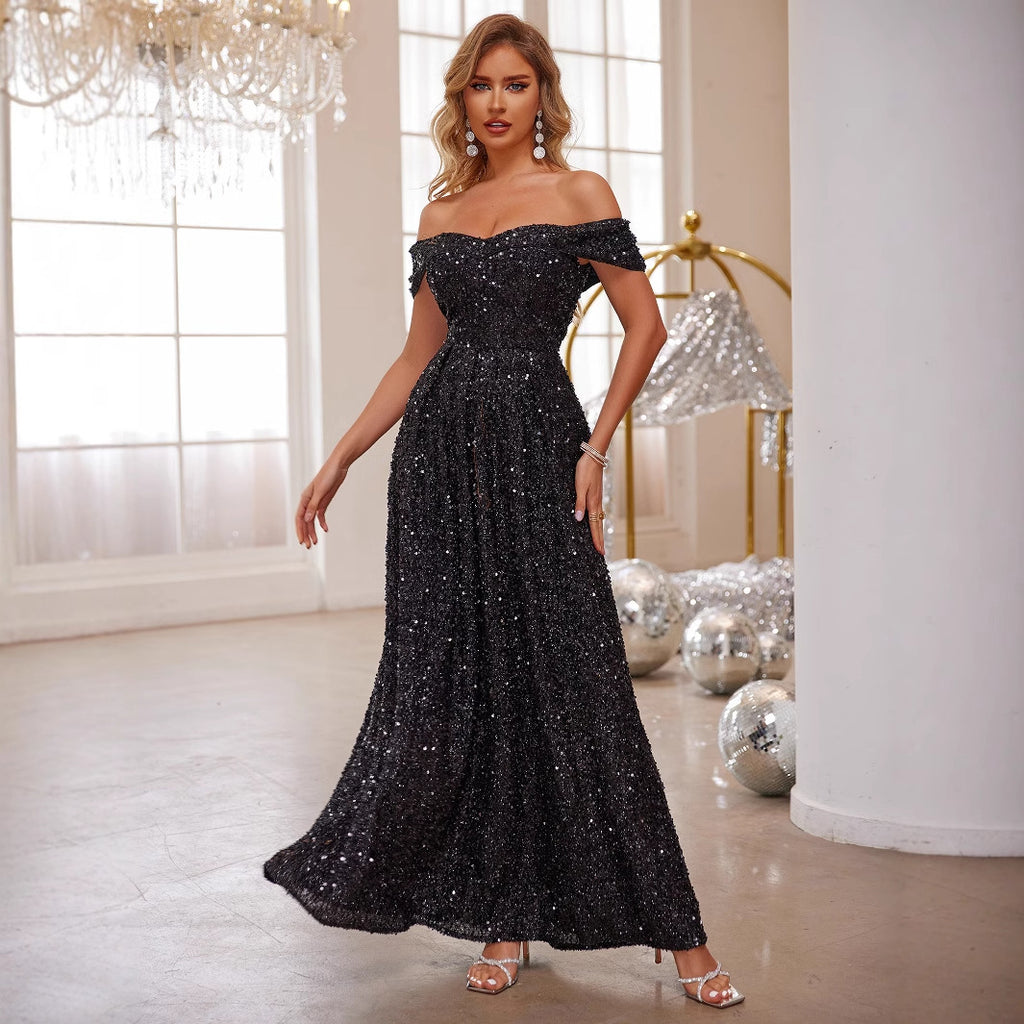 Off-Shoulder Sequin Formal Dress