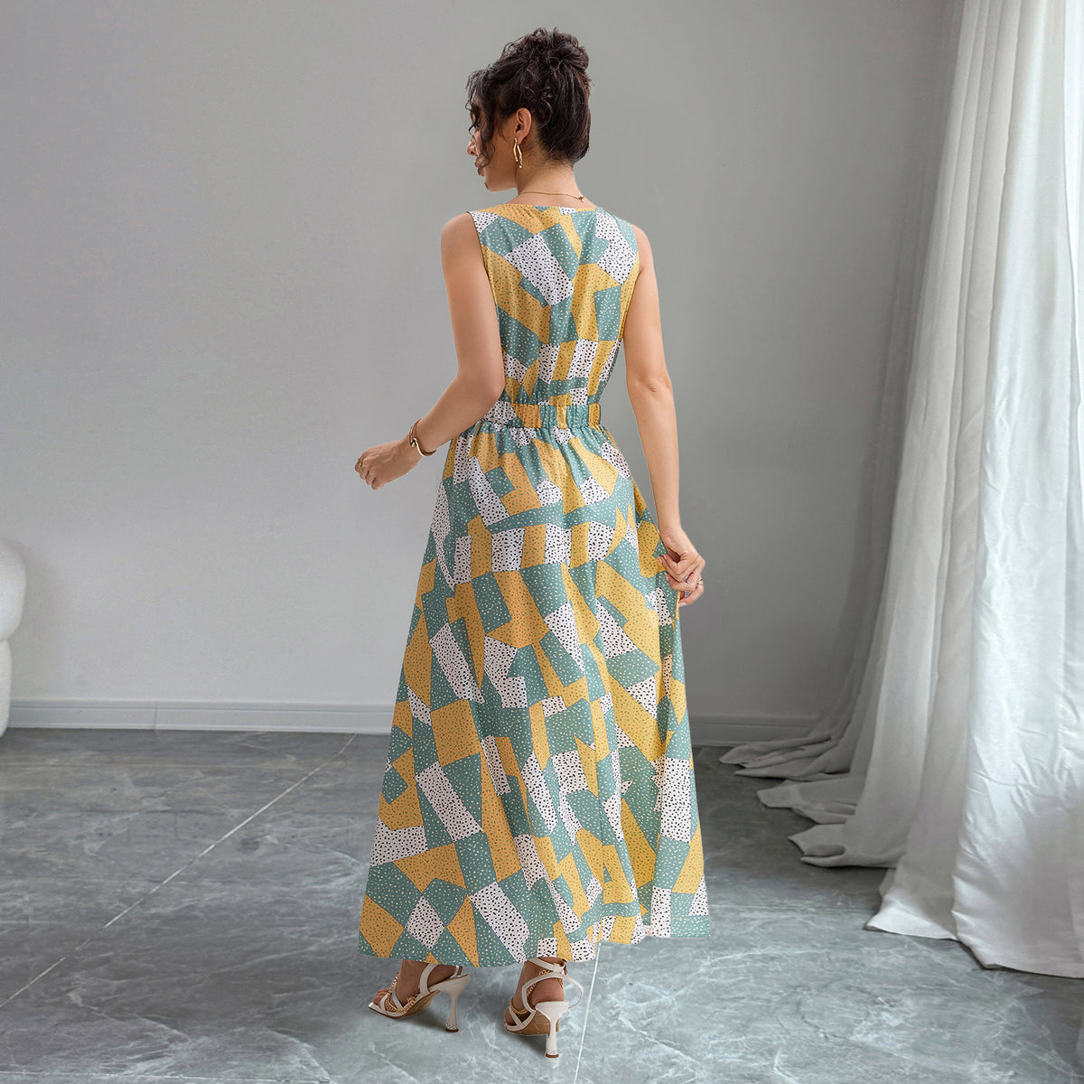 Sleeveless V-Neck Maxi Dress