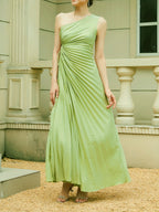 One-Shoulder Asymmetric Cutout A-Line Maxi Dress
