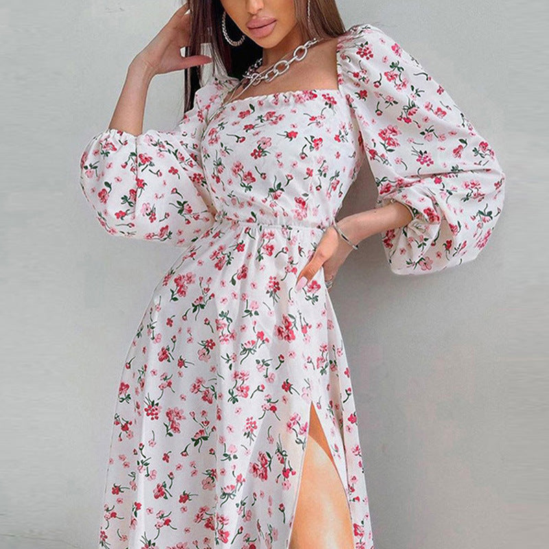 Early Autumn Street Slit Midi Casual Dress