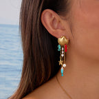 Stainless Steel Ocean Shell Tassel Eardrops Seahorse Starfish Small Fish Pearl Coral Vacation Earrings