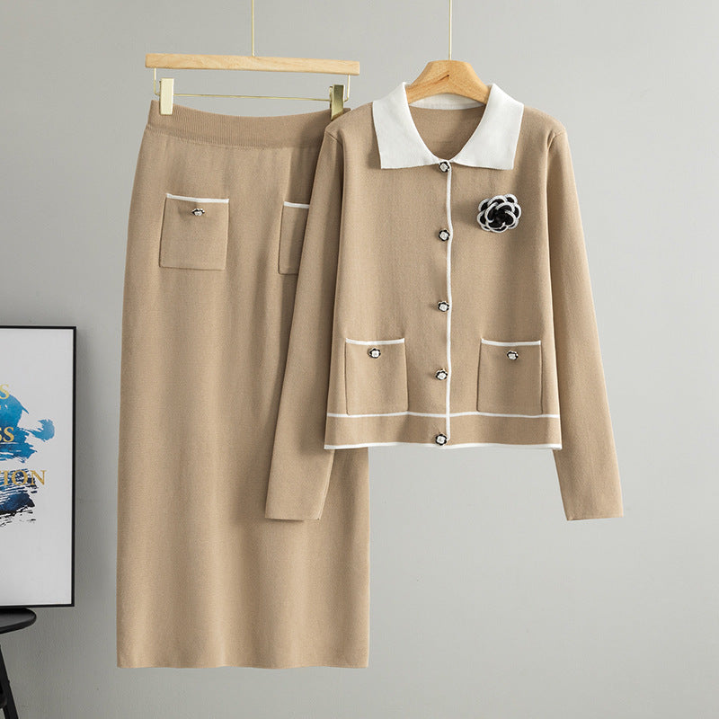 Autumn Winter Classic Color Stitching Turnover Neck Single