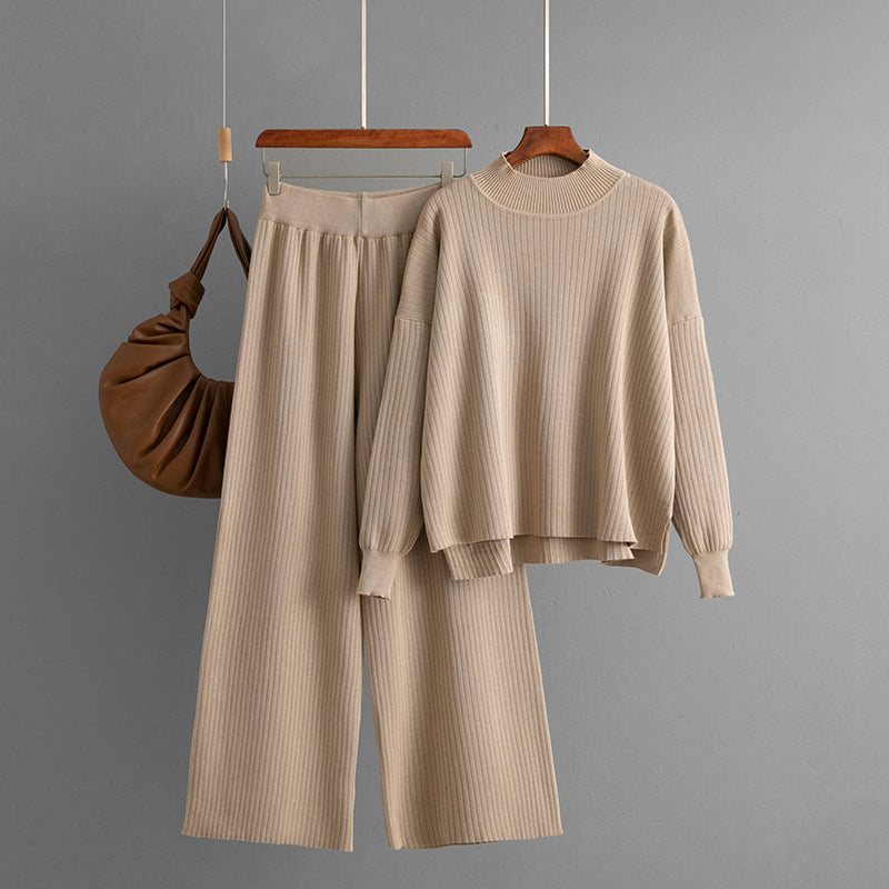 Pant Solid Color Simple Stylish Casual Loose Two-Piece Set