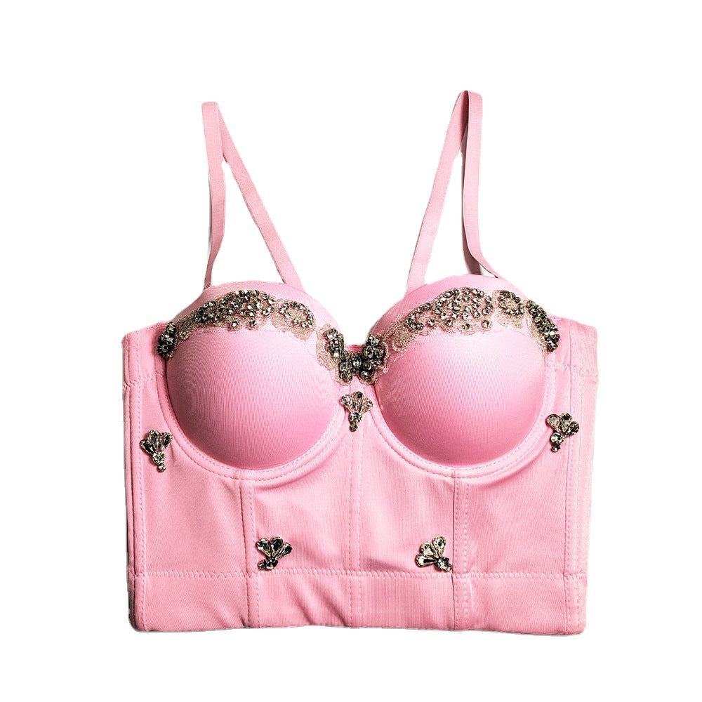 's Beaded Underwear Bare Back Adjustment Tube Top Nightclub Body