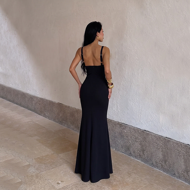 Women's Off-Shoulder Ruffle Fishtail Dress