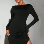 Socialite Dress round Neck Bare Back Design Mid Length Dress