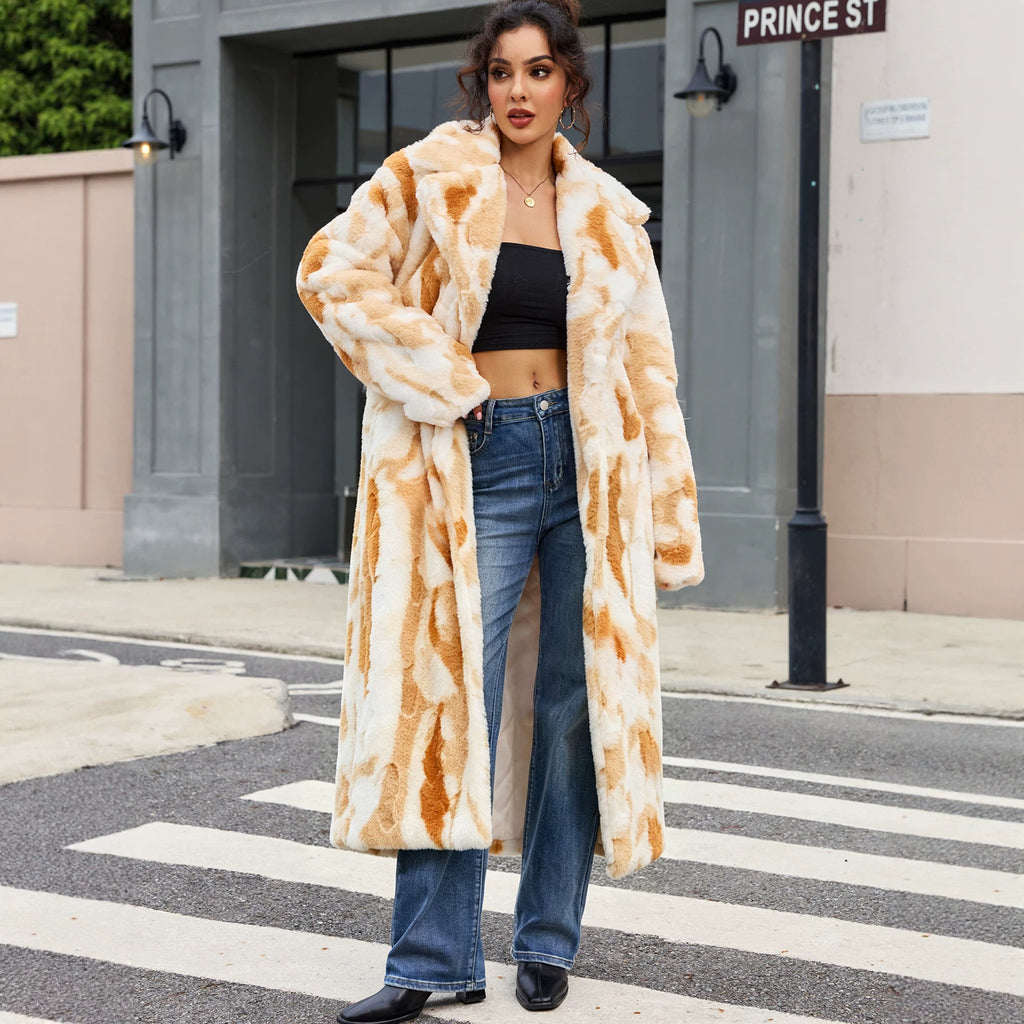 Women's Camouflage Faux-Fur Coat