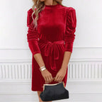 Women’s Velvet Lace-Up Waist Mini Dress