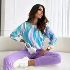 Women's Printed Long Sleeve Round Neck Long Sleeve Top Shirt