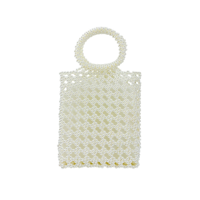 Women's Pearl Beaded Woven Handbag