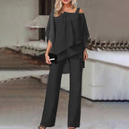 Solid Color Loose Casual Sleeve Irregular Asymmetric Suit Set