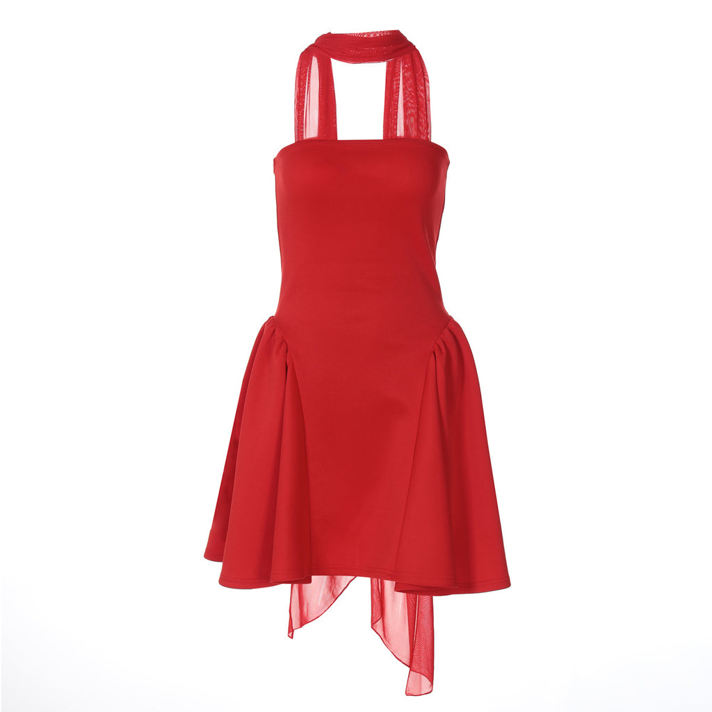 Women's Strapless Ruched Tie Mini Dress