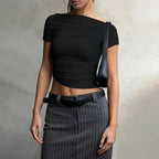 Women's Asymmetric Ruched One-Shoulder Crop Top