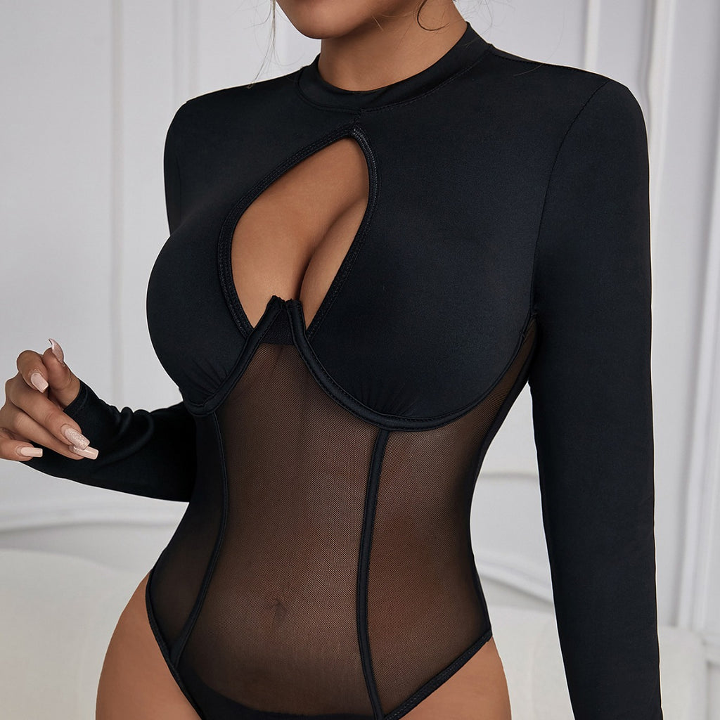 Women's Sheer Mesh Backless Cutout Jumpsuit