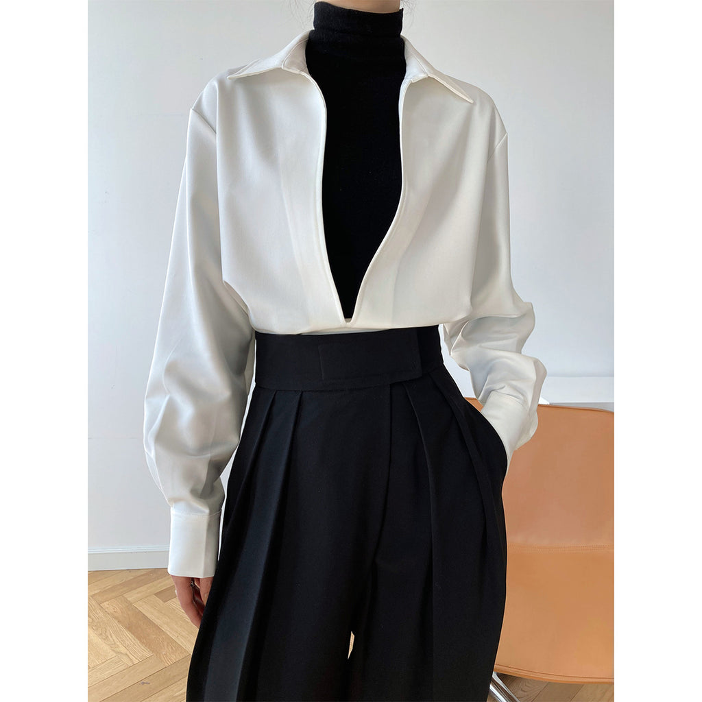 Women's Autumn Young Long Sleeve V-Neck Shirt Women Fashionable Outerwear Bandage Top