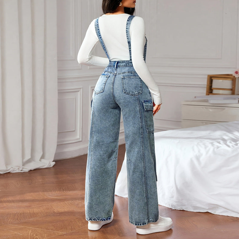 Women's High-Waist Denim Dungarees