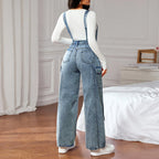 Women's High-Waist Denim Dungarees