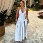 Women's Autumn Sexy Backless Bodysuit Slim Fit Tied Skirt Set