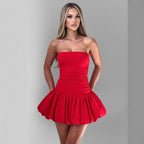 Women's Strapless Ruched Bodycon Mini Dress