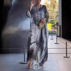 Summer New America Elegant Office Chiffon Printed Dress Marble Texture