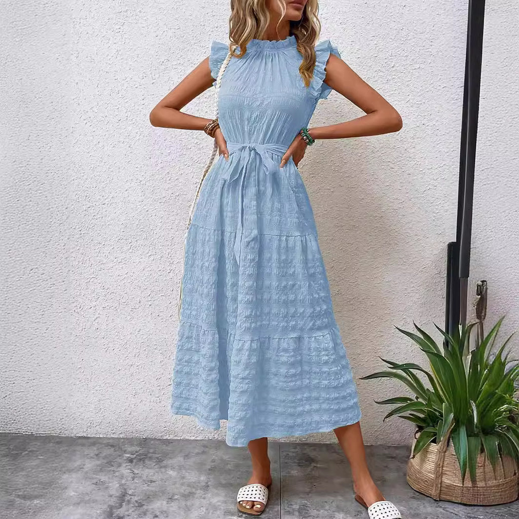 Women's Ruffled Flutter Sleeve Tiered Maxi Dress