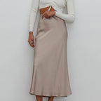 Elegant Solid Skirt Office High Waist Hip Skirt