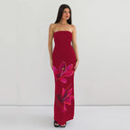 Summer Personalized Printed Off-Neck Strapless Backless Tied Dress