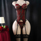 Supply Sexy Printing Sheer Mesh Sexy Thong Sexy Garter Belt