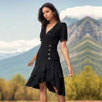 Women's Summer Solid Color Irregular Asymmetric Slim Fit Dress