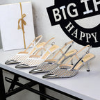 Women's Mesh Stiletto Ankle-Strap Sandals