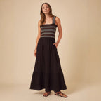 Women's Chevron Smocked Maxi Dress