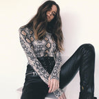 Snakeskin Print Long Sleeve Bodysuit