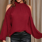Women's Adult Lady Like Woman Elegant Wine Red T Shirt Round Neck