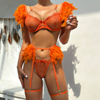 Sexy Popular Color Feather Removable Lace Metal Chain 6 Piece Set