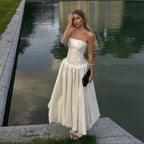 Women's Strapless Lace-Up Hepburn Midi Dress