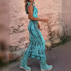 Hooded Backless Print Ethnic Dress
