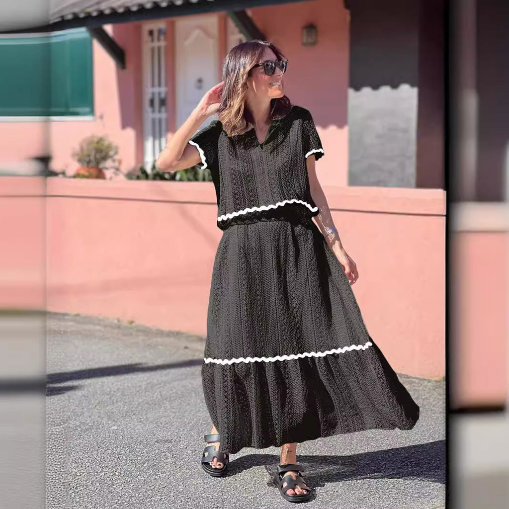 Women's Comfort Shirt Collar Lace Skirt