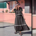 Women's Comfort Shirt Collar Lace Skirt