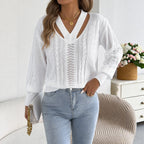 Women's V-Neck Cutout Sweater