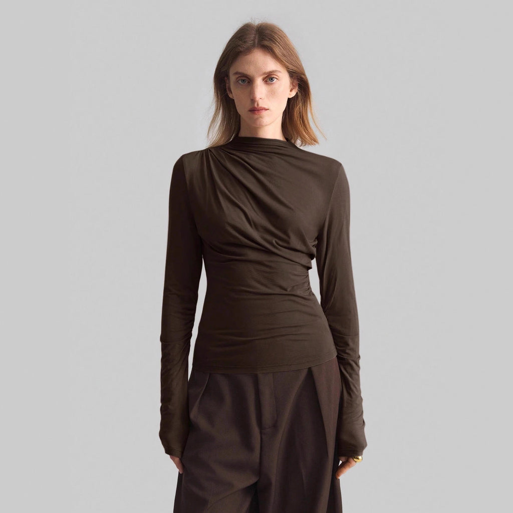 Asymmetric Half-Turtleneck Top