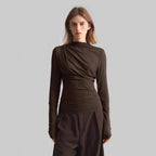 Asymmetric Half-Turtleneck Top