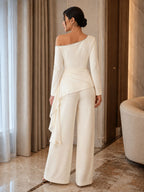 Women's Slant-Shoulder Wide-Leg Jumpsuit