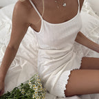 Women's White Jacquard Slip Nightdress