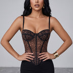 Bestseller Sexy Leopard Print Mesh Boning Corset Corset Spicy Girl Outfit Outerwear Waist Trainer Seductive Women Shapewear